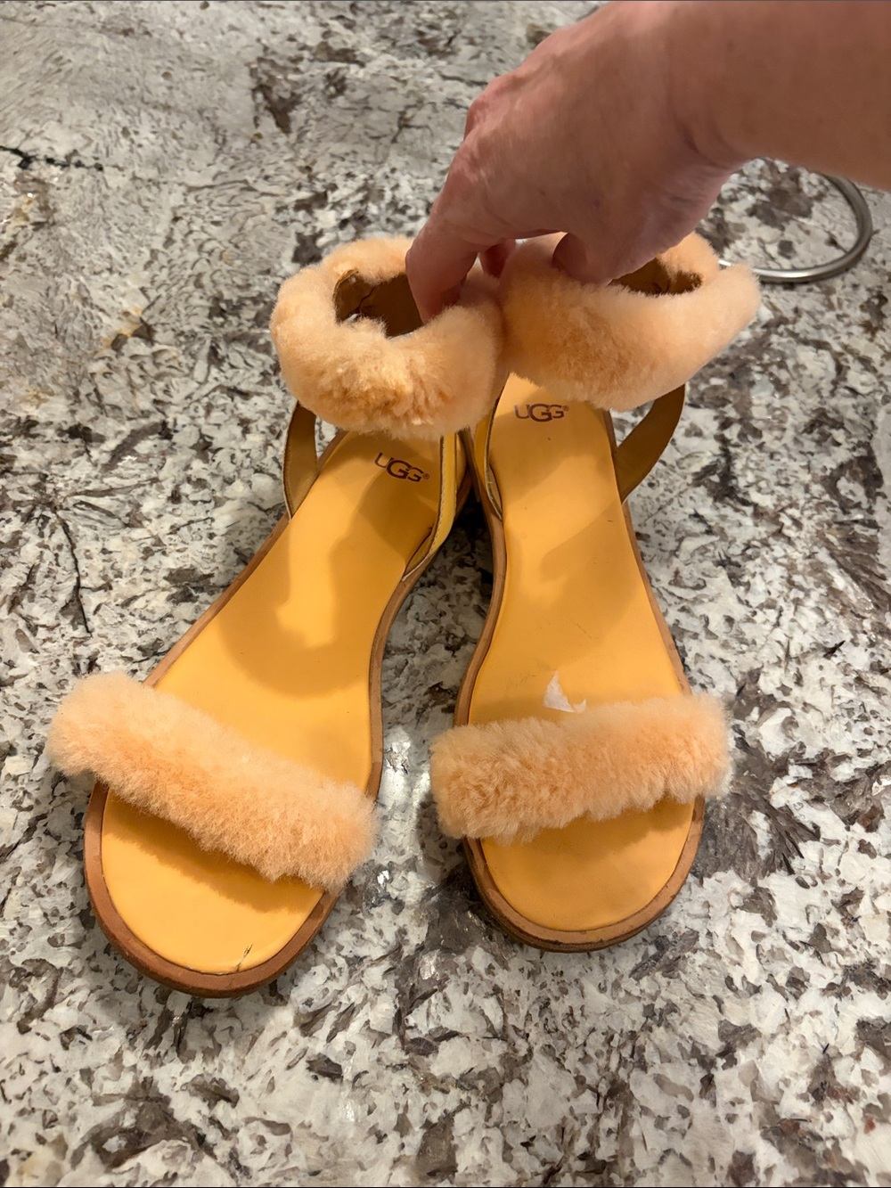 UGG Women's Shearling Strap Sandals in Peach
